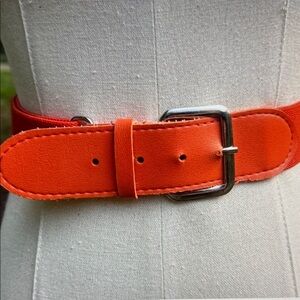 Academy Softball Baseball Belt Adjustable Vibrant Orange with Silver Buckle